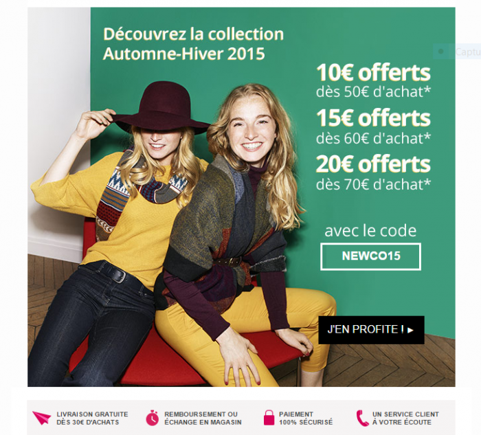 Jusqu'à 20€ offerts sur la nouvelle collection Camaïeu