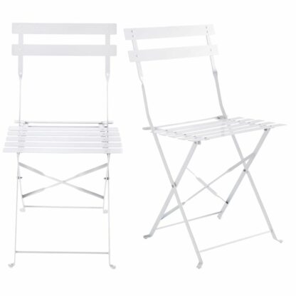 2 chaises de jardin pliantes en métal époxy blanc H80 Guinguette Maisons du Monde