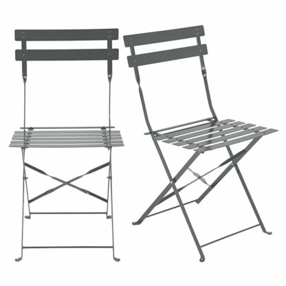 2 chaises de jardin pliantes en métal époxy gris H80 Guinguette Maisons du Monde