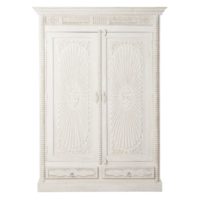 Armoire 2 portes 2 tiroirs en manguier massif blanc vieilli Janna Maisons du Monde