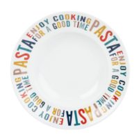 Assiette à pâtes en porcelaine blanche imprimé multicolore Maisons du Monde