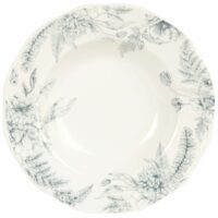 Assiette creuse en grès blanc motif floral bleu clair Maisons du Monde