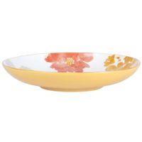 Assiette creuse en porcelaine blanche motif floral jaune