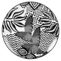 Assiette plate en porcelaine blanche à motifs noirs Maisons du Monde