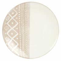 Assiette plate en porcelaine blanche et marron imprimée Maisons du Monde