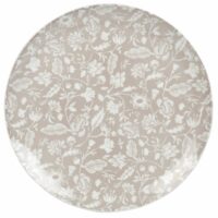 Assiette plate en porcelaine blanche et taupe motif floral Maisons du Monde