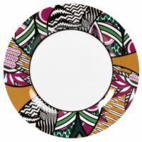 Assiette plate en porcelaine blanche imprimé multicolore Maisons du Monde