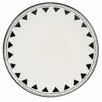 Assiette plate en porcelaine blanche motifs noirs Maisons du Monde