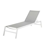 Bain de soleil en aluminium blanc et toile plastifiée gris clair Hawai Maisons du Monde