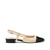 Ballerines ouvertes cuir vernies Dhapou Noir/Beige JONAK