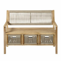 Banc de rangement d'extérieur en corde taupe et acacia massif Aruba Maisons du Monde