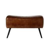 Banc en cuir de buffle marron et métal noir Maisons du Monde