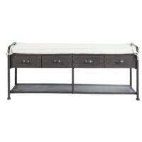 Banc indus en métal et coton noir effet vieilli L 126 cm WESLEY Maisons du Monde