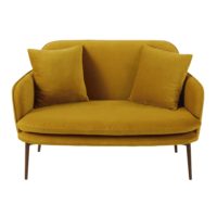 Banquette 2 places en velours jaune moutarde Sacha Maisons du Monde