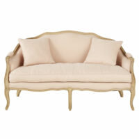 Banquette 3 places en lin rose clair Antoinette Maisons du Monde