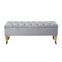 Banquette coffre 2 places en velours gris Maisons du Monde