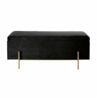 Banquette coffre en velours noir et métal doré Maisons du Monde