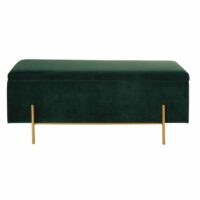 Banquette coffre en velours vert et métal doré Maisons du Monde