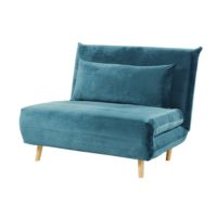 Banquette convertible 1 place en velours bleu pétrole Nio Maisons du Monde