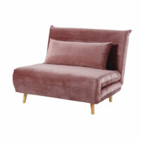 Banquette convertible 1 place en velours vieux rose Nio Maisons du Monde