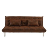 Banquette convertible 2 places en microsuède marron Max Maisons du Monde