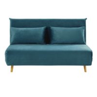 Banquette convertible 2 places en velours bleu pétrole Nio Maisons du Monde