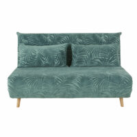 Banquette convertible 2 places en velours vert motifs palmiers Nio Maisons du Monde