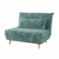 Banquette convertible en velours vert motifs palmiers Nio Maisons du Monde