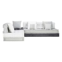 Banquette d'angle modulable 6 places en coton gris et blanc Honfleur Maisons du Monde