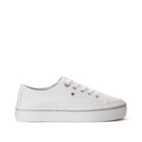 Baskets compensées en toile Glitter Detail Blanc Tommy Hilfiger