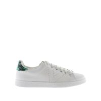 Baskets cuir Tenis Piel Perrillo Serpiente Blanc