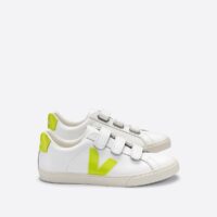 Baskets en cuir 3 LOCK Blanc/Jaune Fluo Veja