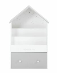 Bibliothèque maison enfant 1 tiroir grise et blanche Celeste Maisons du Monde