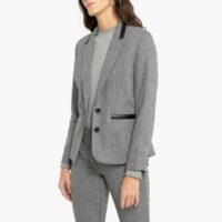 Blazer coupe cintrée en tweed Chevron Gris Anne weyburn