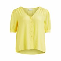 Blouse Vijaqas boutonnée manches courtes ballon Jaune Vila