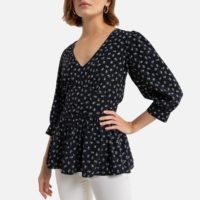 Blouse à basque imprimée fleurs