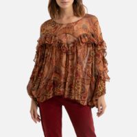 Blouse ample en voile manches longues LATIFAH Orange MES DEMOISELLES