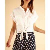 Blouse chemisier à manches courtes CELENE Blanc FRNCH