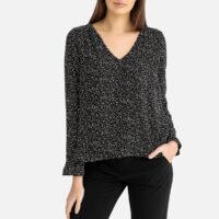 Blouse col V  MARIA TIPOIS Imprimé Noir LA BRAND BOUTIQUE COLLECTION