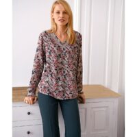 Blouse col V imprimée florale