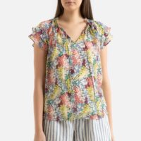 Blouse col V  manches courtes LUCA Imprimé Multicolore Suncoo