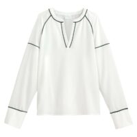 Blouse col V manches longues Blanc Vila