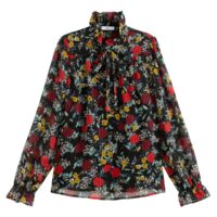 Blouse col montant à lavallière imprimé floral Imprimé Fleurs Fond Noir LA REDOUTE COLLECTIONS