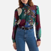 Blouse col montant imprimé floral