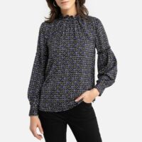 Blouse col montant imprimé graphique Imprimé Fond Noir Anne weyburn