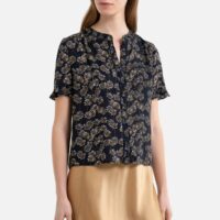 Blouse col rond à manches courtes DRELA Bleu Marine GARANCE PARIS