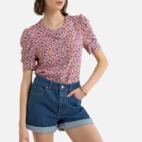 Blouse col rond imprimée fleurs