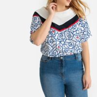 Blouse col rond imprimée flleurs