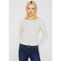 Blouse col rond manches longues Ecru Esprit