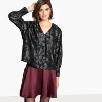 Blouse col v imprimé jacquard